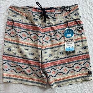 Billabong Men’s Beige, Navy & Rust Aztec Board Shorts